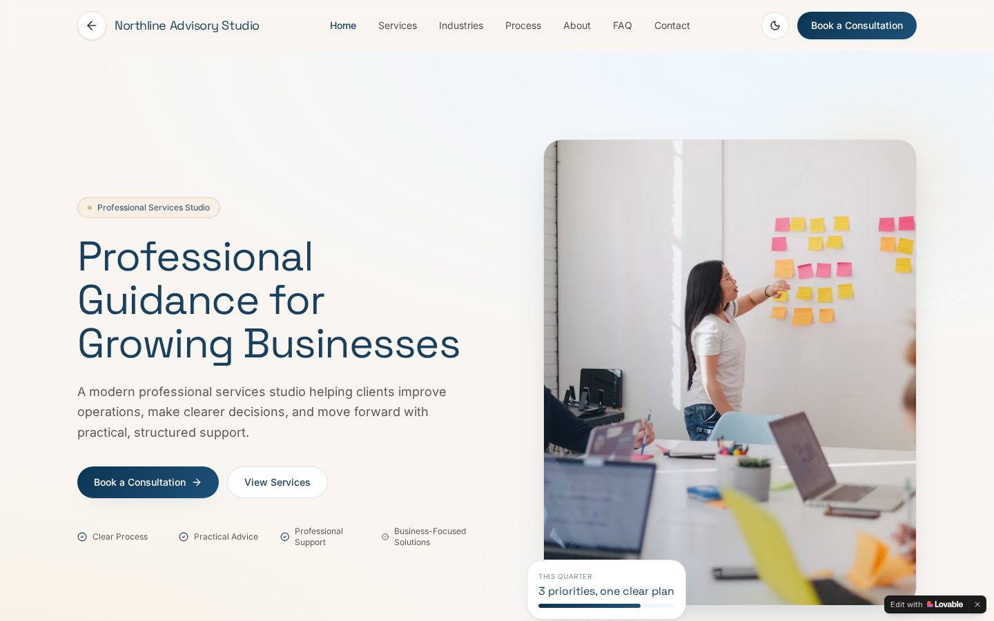 Professional Services website built by the Bound Kollective Web Studio