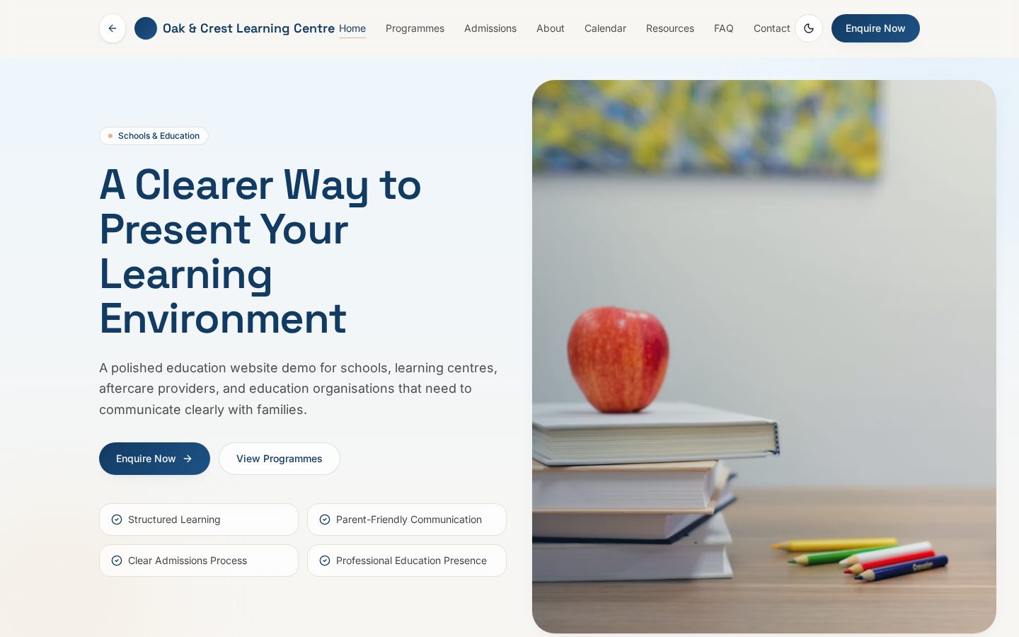 Schools & Education demonstration website