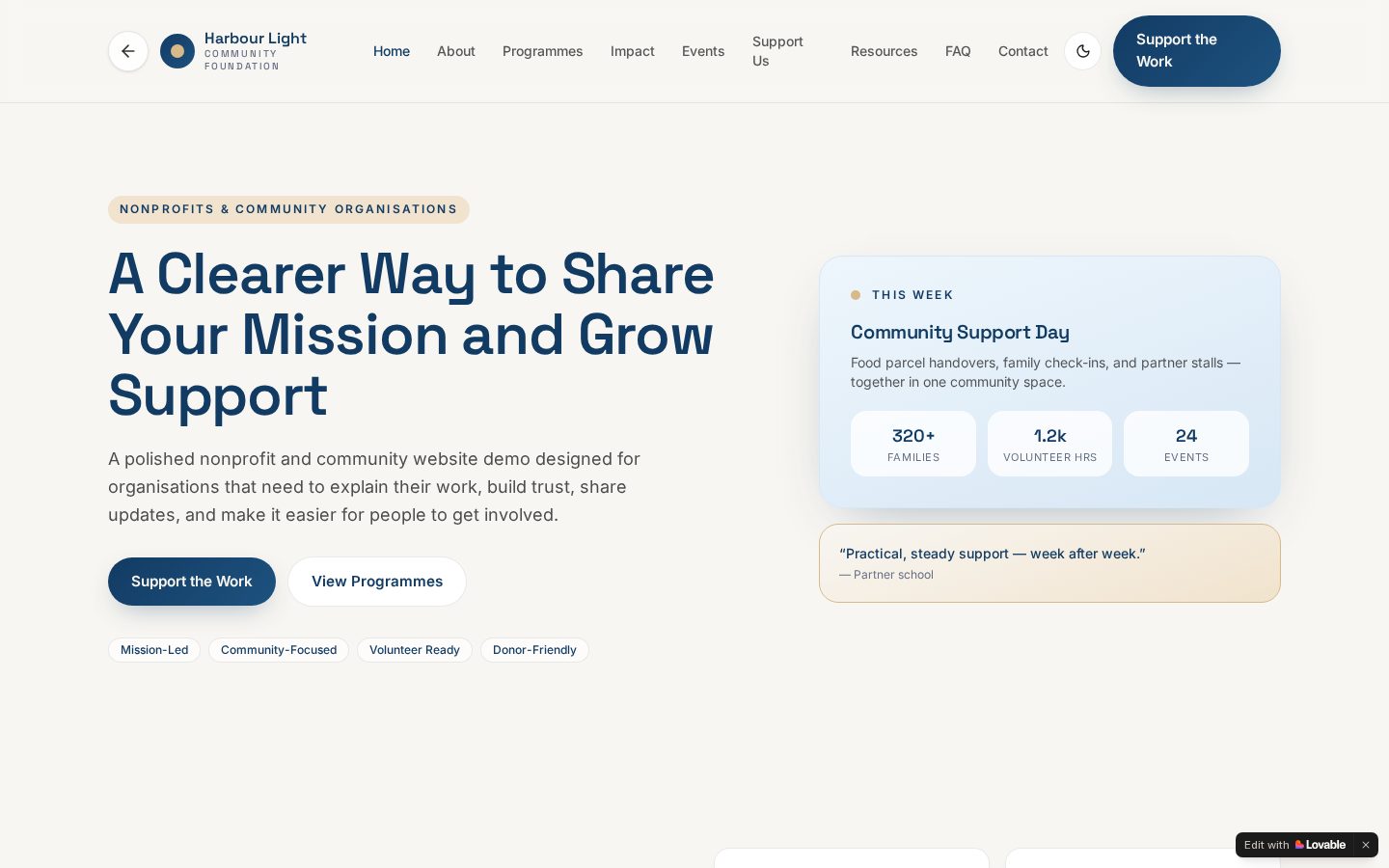 Nonprofits & Community demonstration website