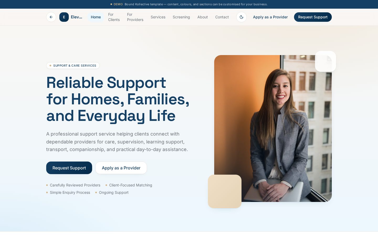 Support & Care Services demonstration website